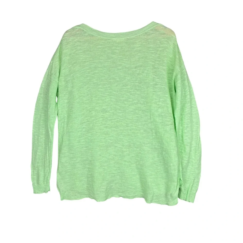Eileen Fisher Sweater M Spring Green Organic Linen Cotton Pullover Tunic Knit - Picture 2 of 11